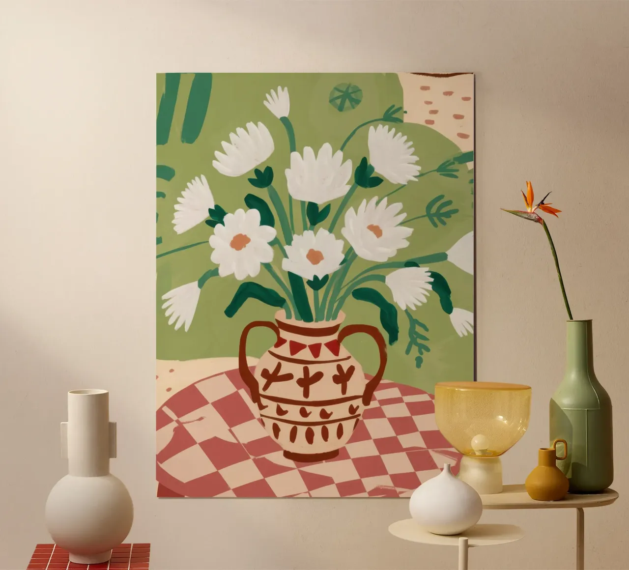 Brocca a margherita Immobile poster con telaio in legno da Lune Dreams