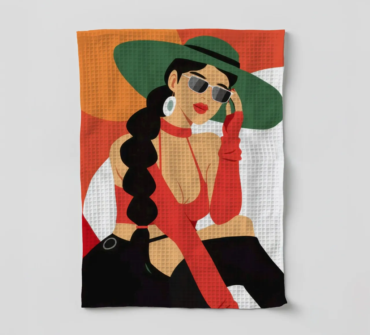 Emerald Diva Glamour tea towel by Mossy Pigment