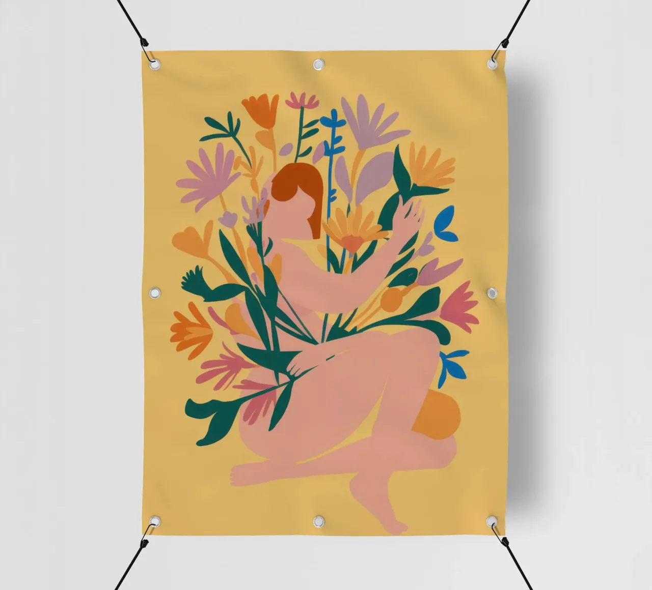 Abbraccio floreale etereo telo in pvc da Mossy Pigment