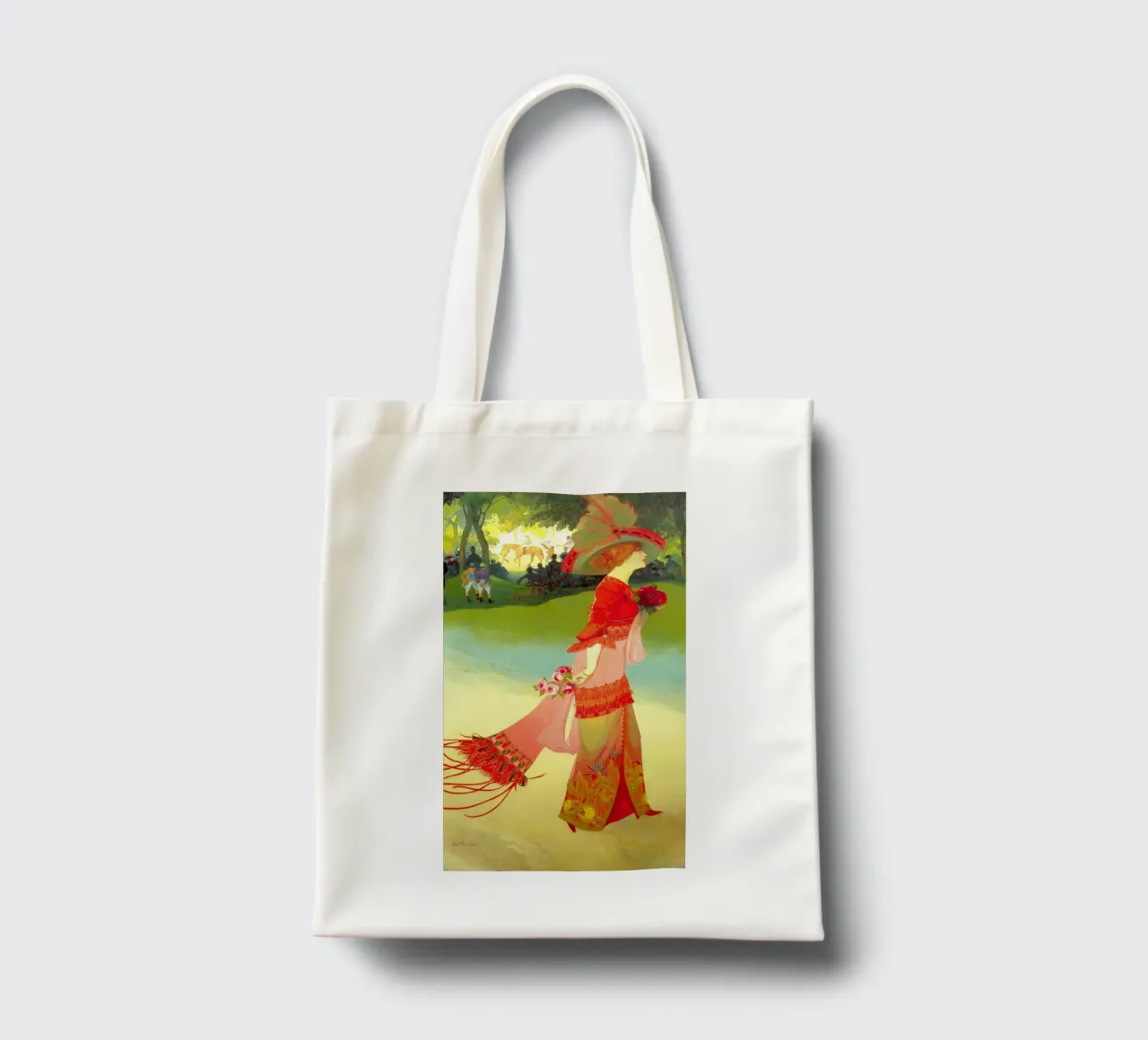 woman in red - Georges de Feure tote bag by marycome