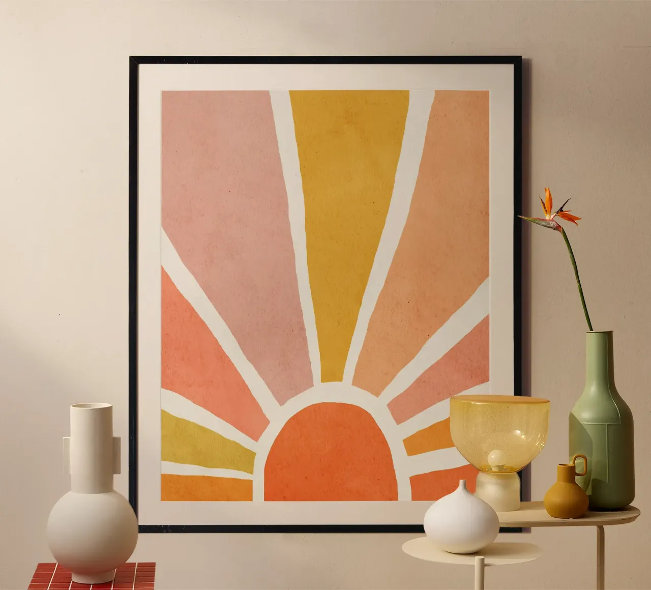 Soleil poster avec cadre en bois de muench benjamin