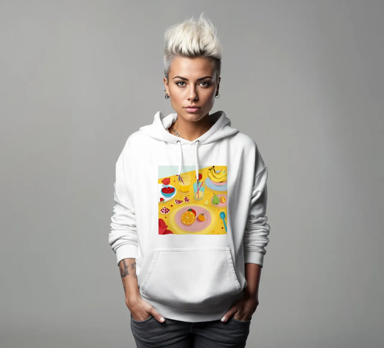 Vibrant Breakfast Flatlay hoodie by Monuments Fire