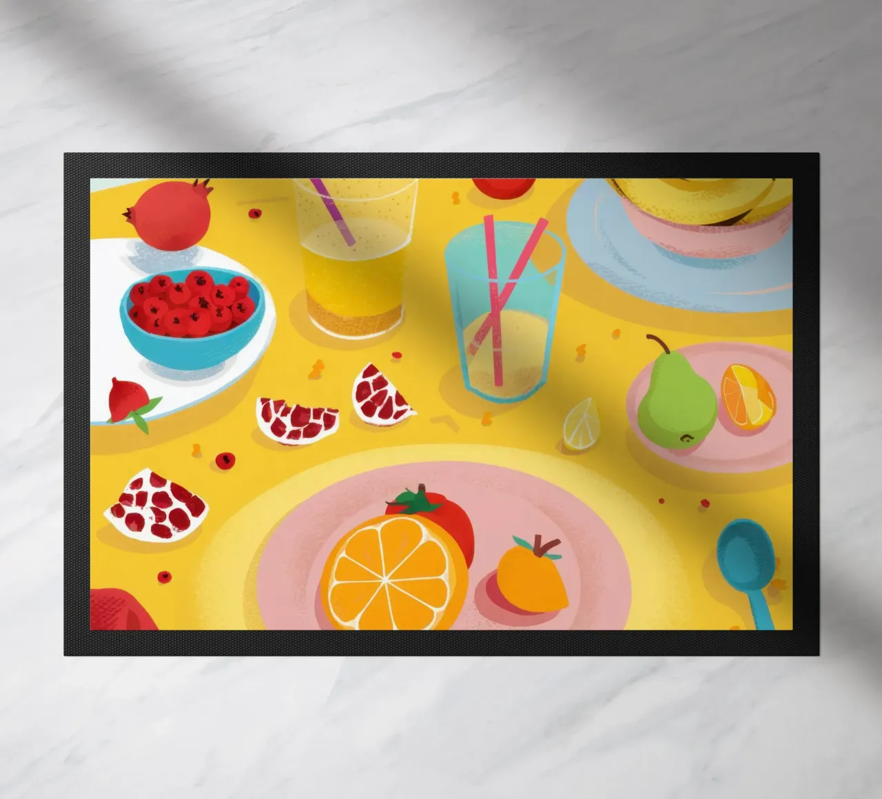 Vibrant Breakfast Flatlay doormat by Monuments Fire