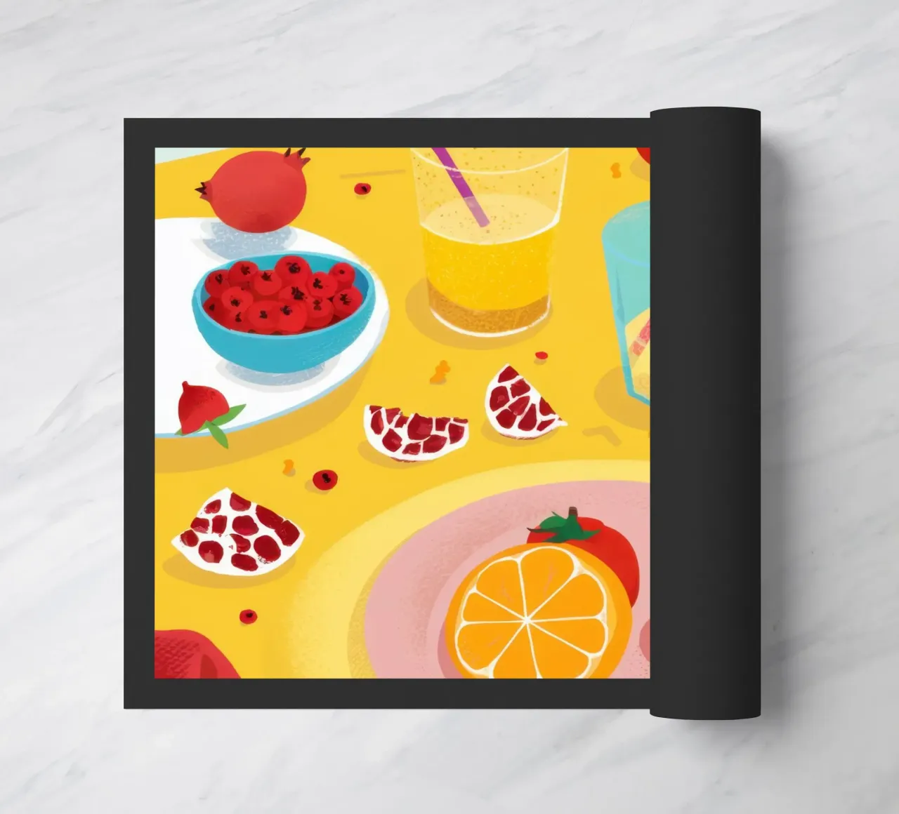 Vibrant Breakfast Flatlay doormat by Monuments Fire