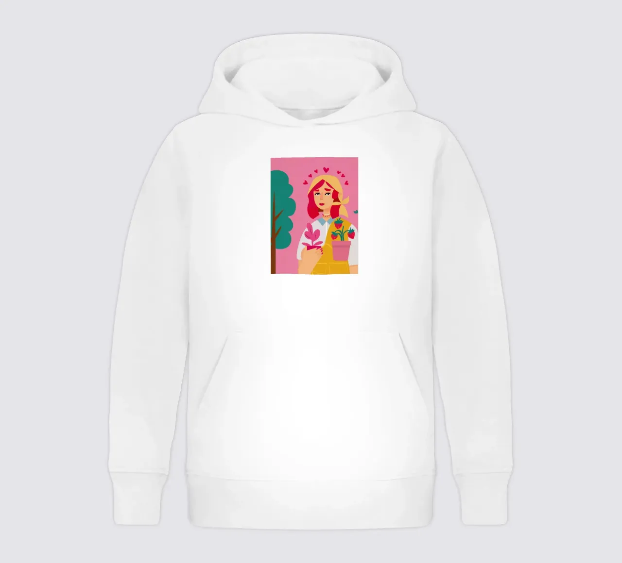 Rosa Kleid Blumentopf Kinder Hoodie von Lune Dreams