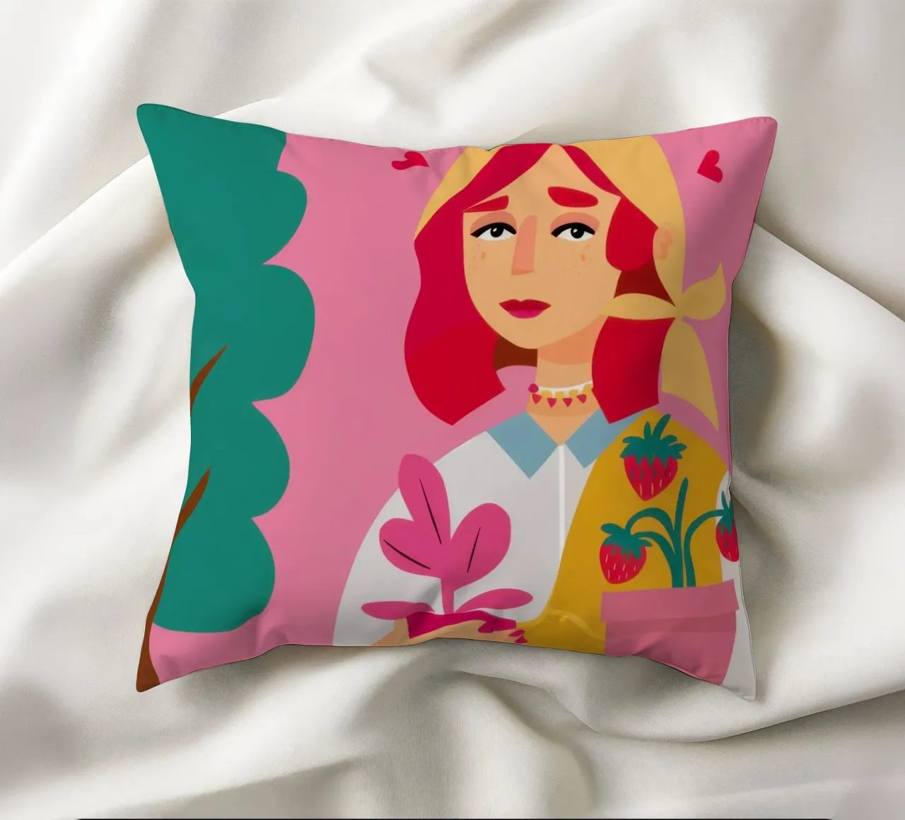 Vaso di fiori con abito rosa cuscino da Lune Dreams