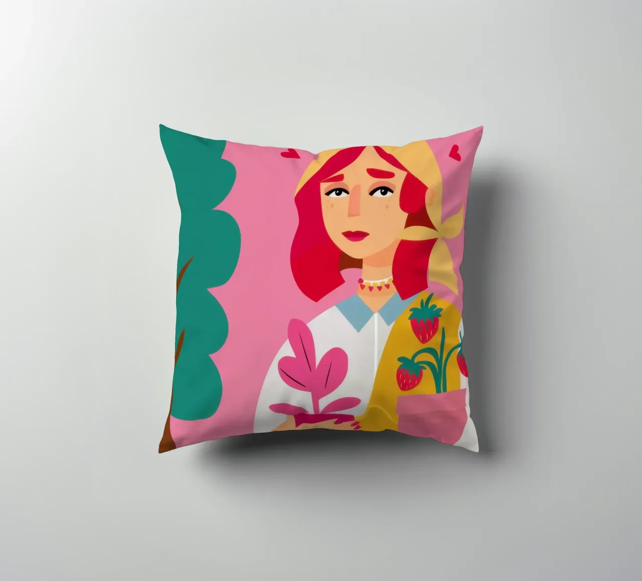 Vaso di fiori con abito rosa cuscino da Lune Dreams
