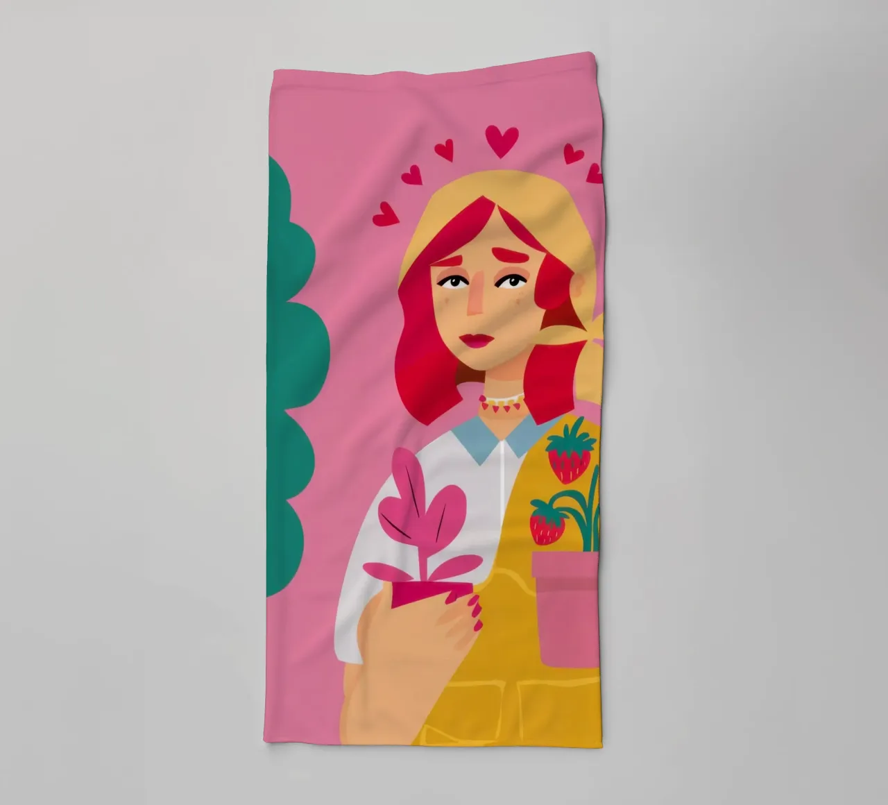 Vaso di fiori con abito rosa asciugamano da bagno da Lune Dreams