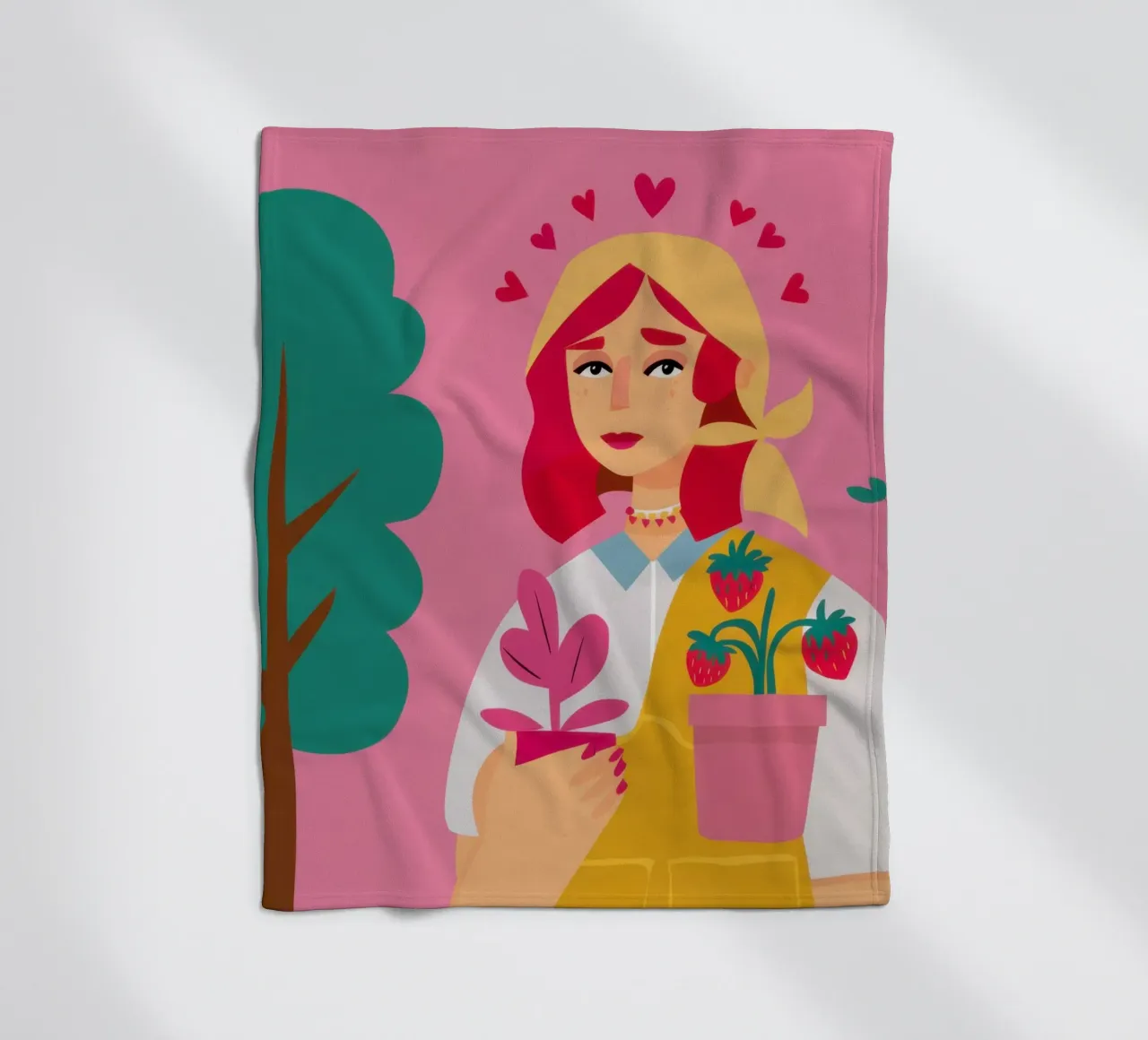 Vaso di fiori con abito rosa coperta in pile da Lune Dreams