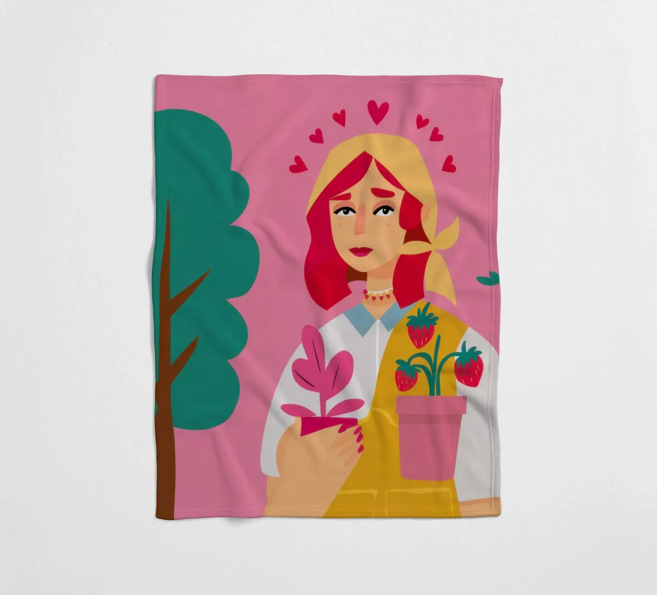 Vaso di fiori con abito rosa coperta in pile da Lune Dreams