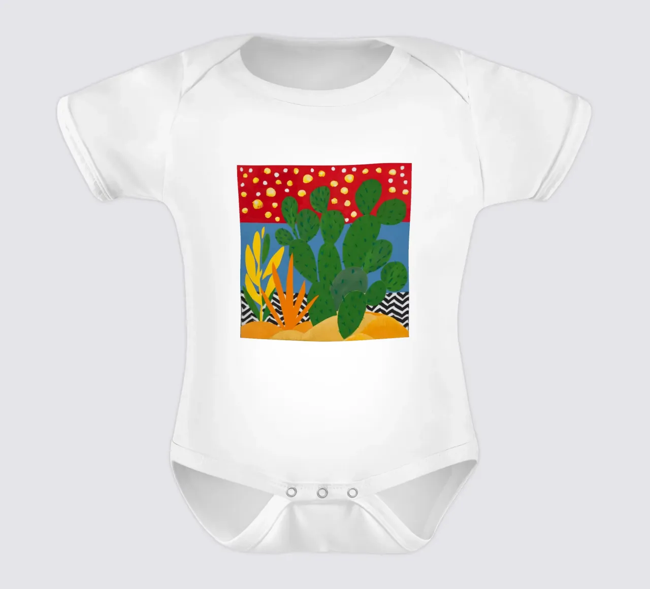 Cactus a punti d'oro body neonato maniche corte da Arcane Lines