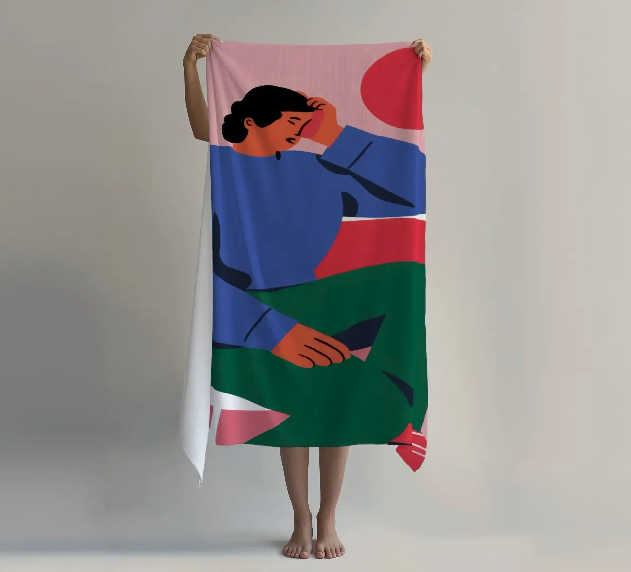 Cerulean Chair Contemplation beach towel by Mossy Pigment