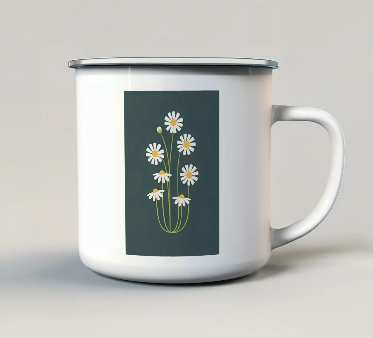 Fiori bianchi tazza in smalto da Jose