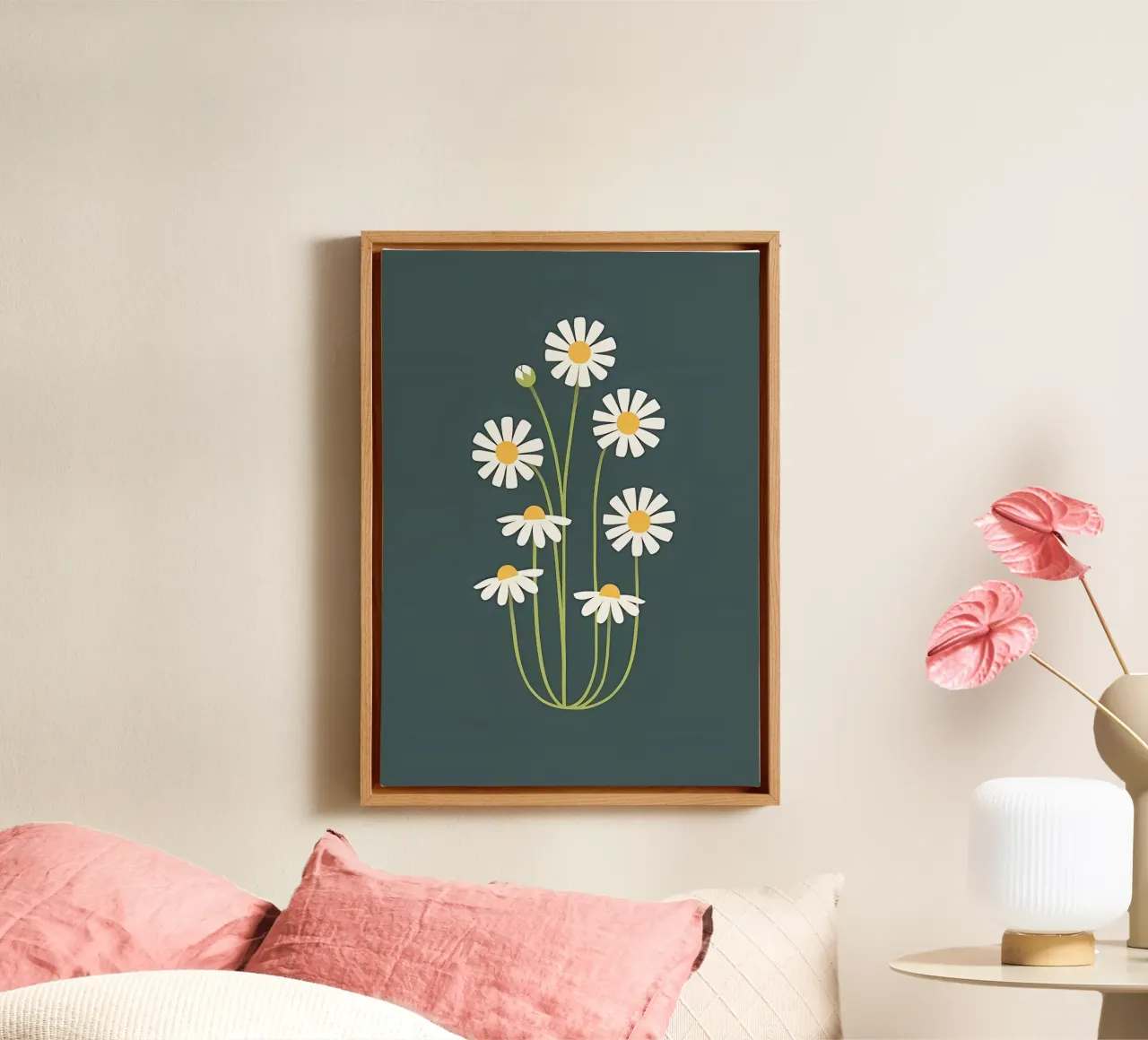 Fiori bianchi tela con Cornice a cassetta da Jose