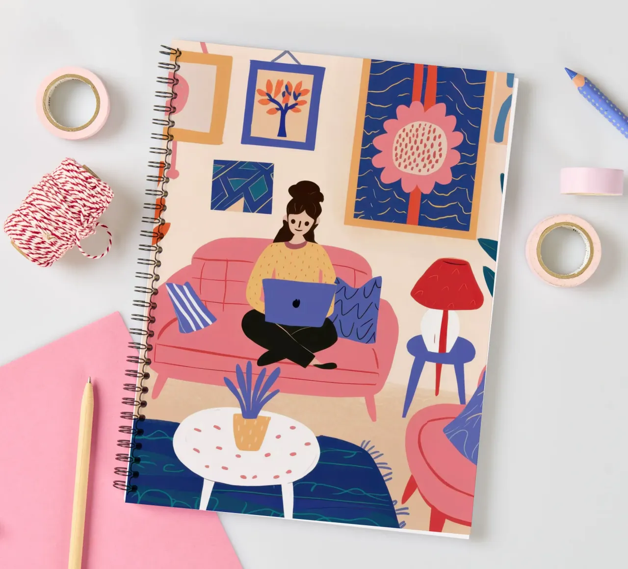 Chic Home Office Hub spiral notebook by Monuments Fire