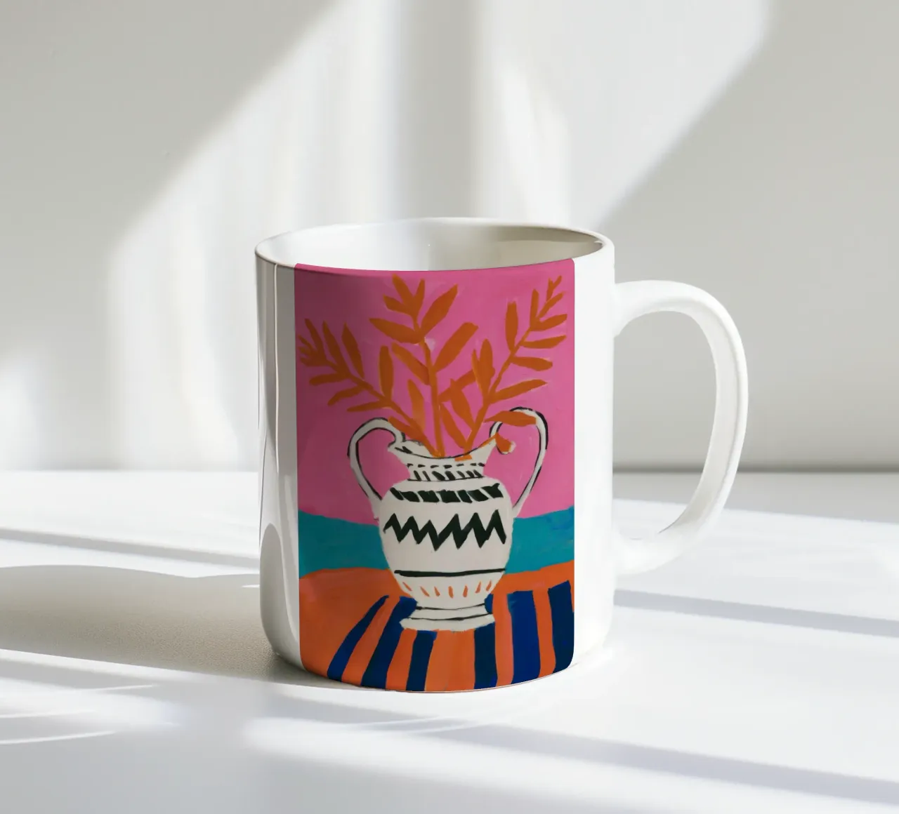 Foglia rosa Immobile tazza in ceramica da Arcane Lines