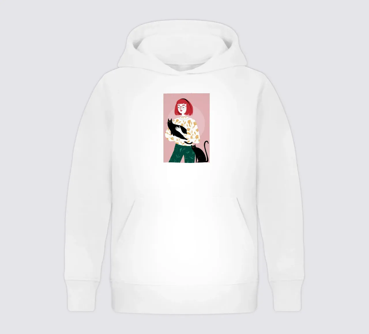 Crimson Feline Companion kids hoodie by Hollow Years