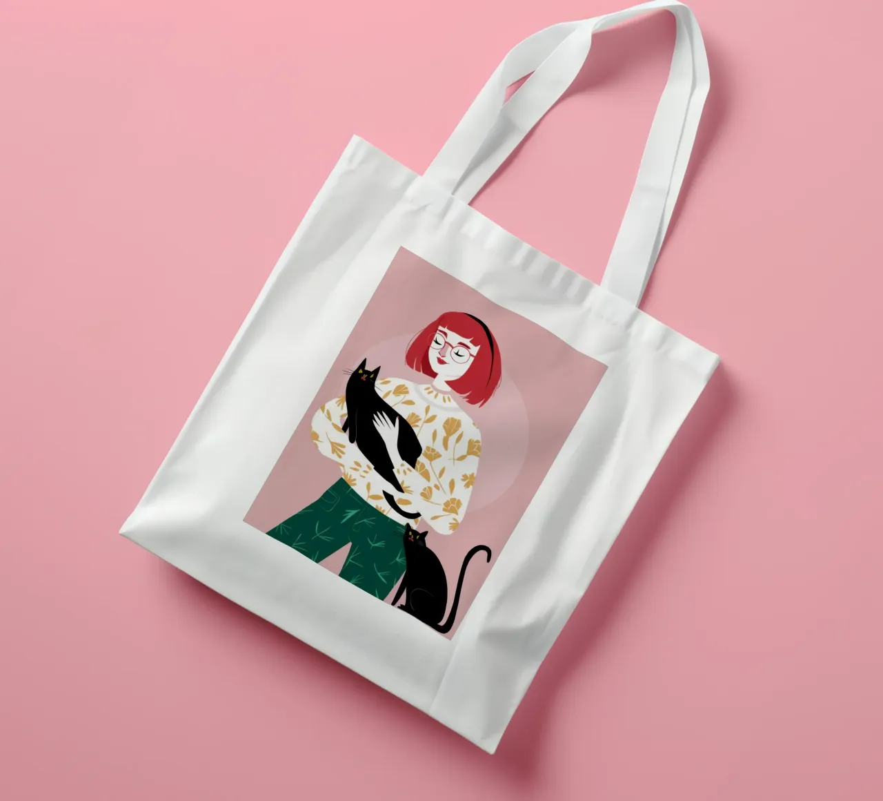 Compagno felino cremisi borsa in juta da Hollow Years