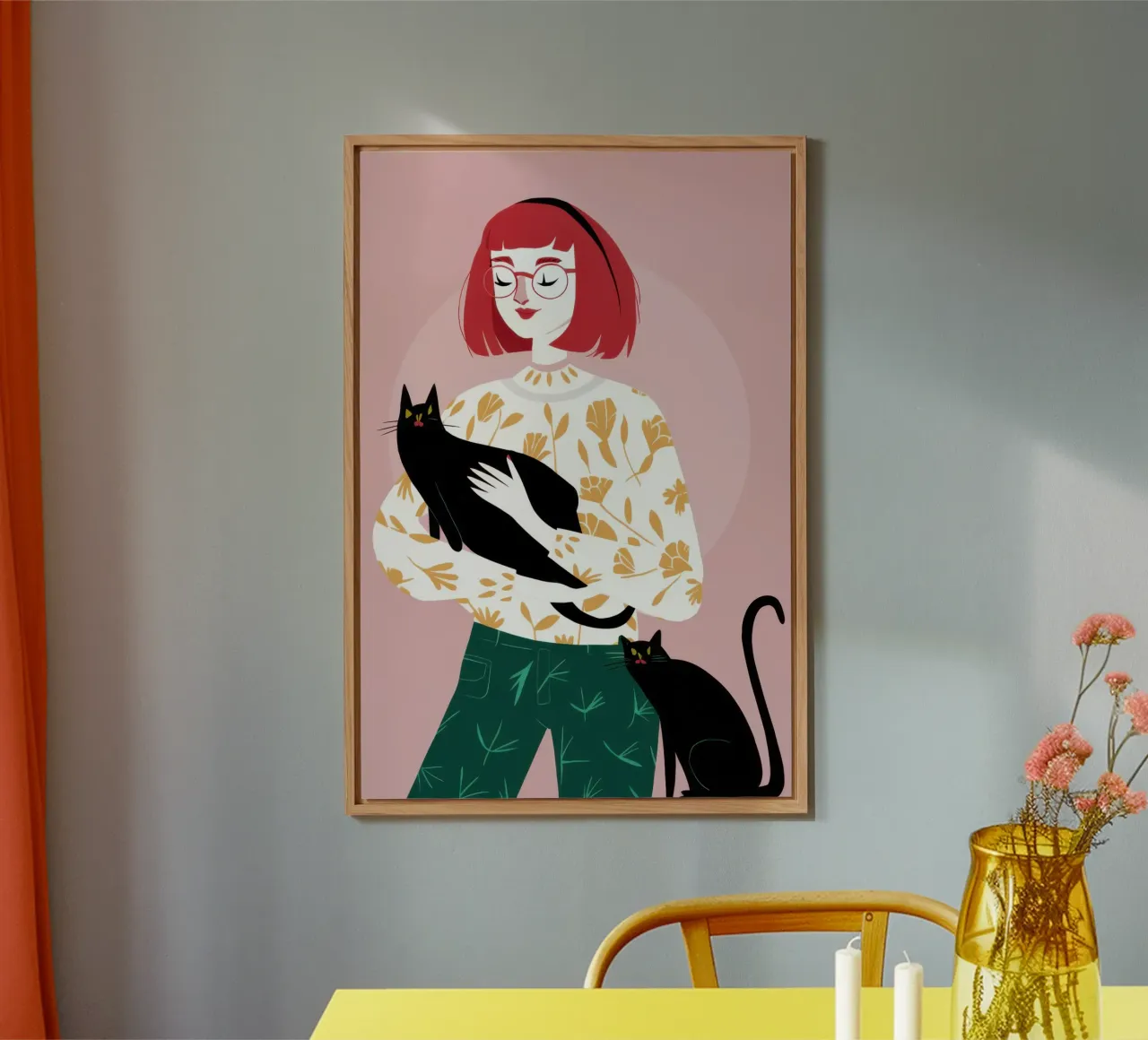 Compagno felino cremisi alluminio dibond da Hollow Years