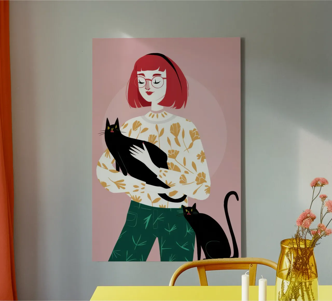 Compagno felino cremisi tela con Cornice a cassetta da Hollow Years