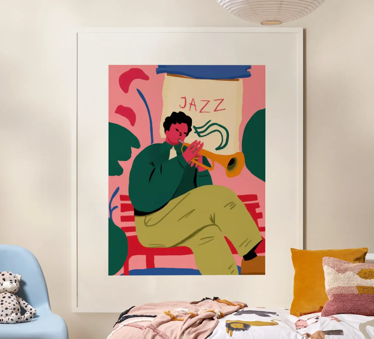 Serenata dell'uomo jazz poster con telaio in alluminio da Lune Dreams