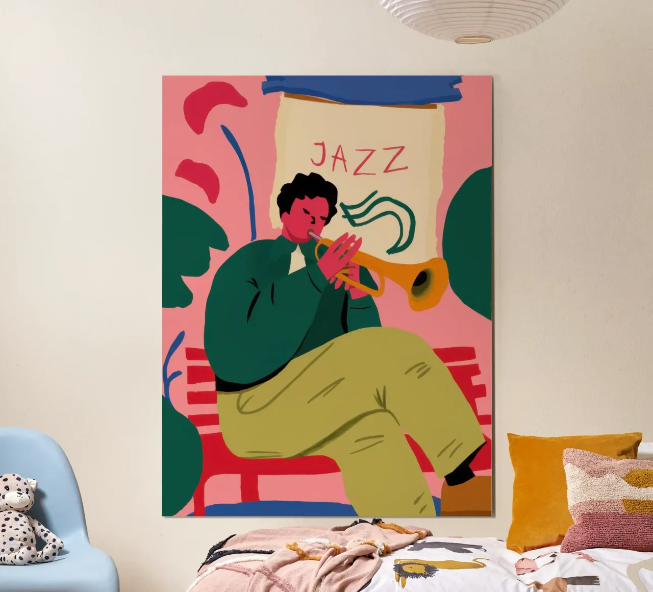 Serenata dell'uomo jazz poster con telaio in alluminio da Lune Dreams