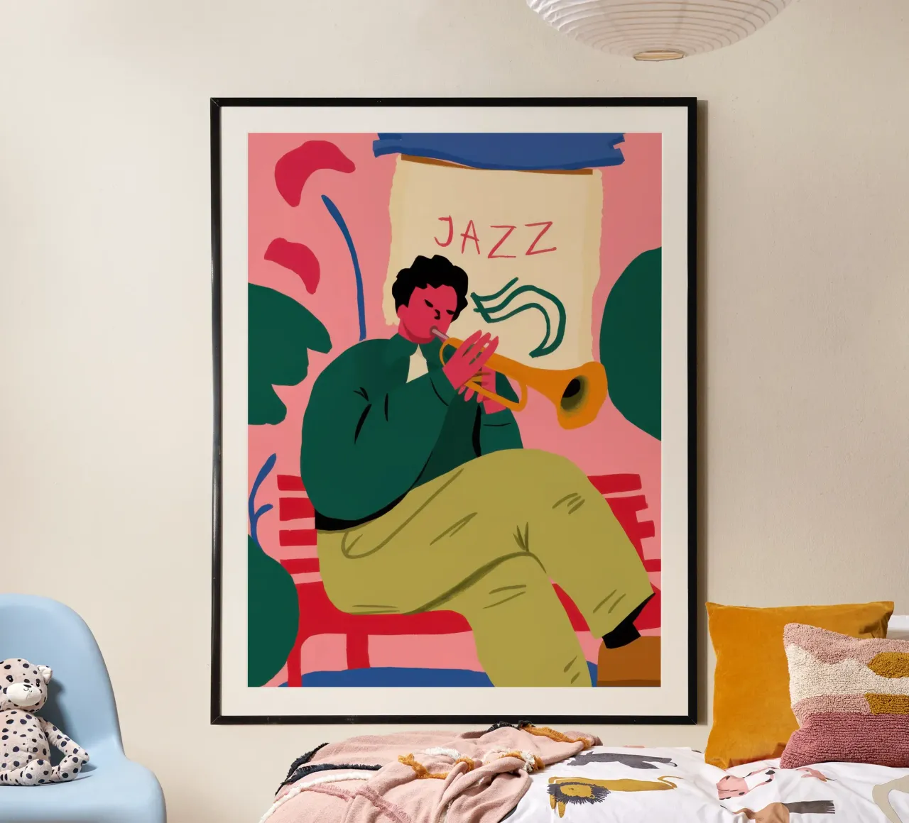 Serenata dell'uomo jazz poster con telaio in alluminio da Lune Dreams