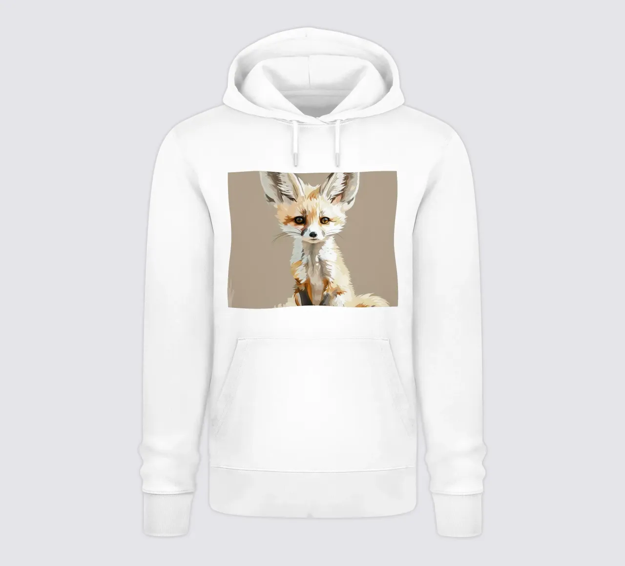Joven zorro fennec con orejas de gran tamaño sentado pacientemente sudadera con capucha de DesignDoodle