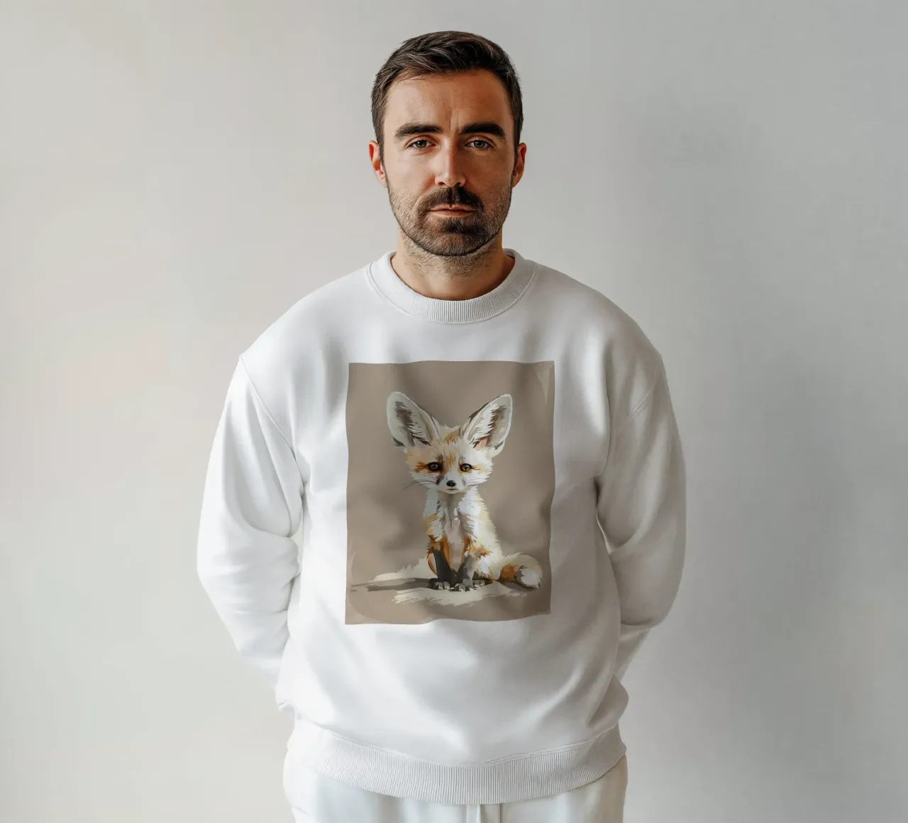 Joven zorro fennec con orejas de gran tamaño sentado pacientemente sudadera de DesignDoodle