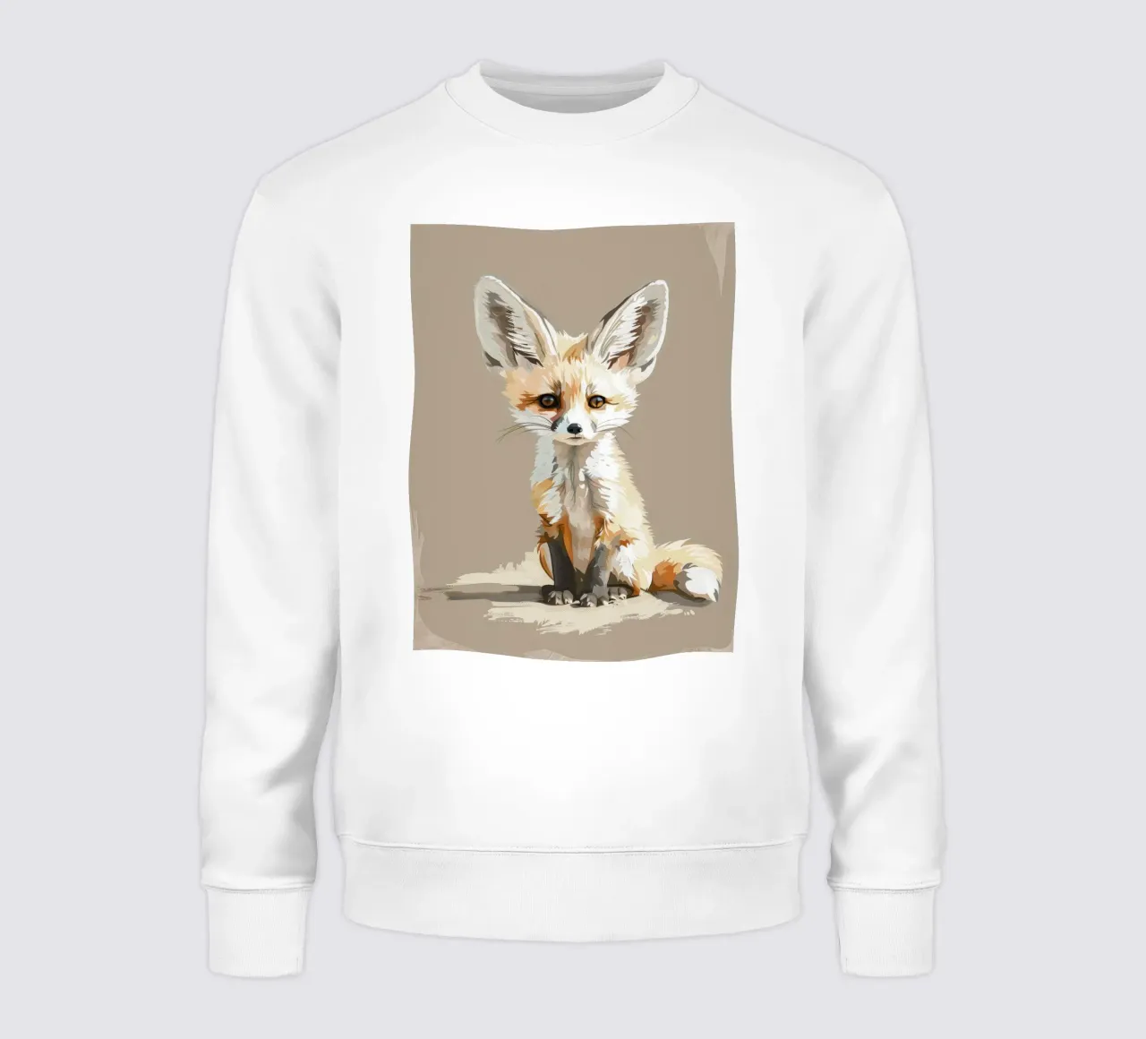 Joven zorro fennec con orejas de gran tamaño sentado pacientemente sudadera de DesignDoodle