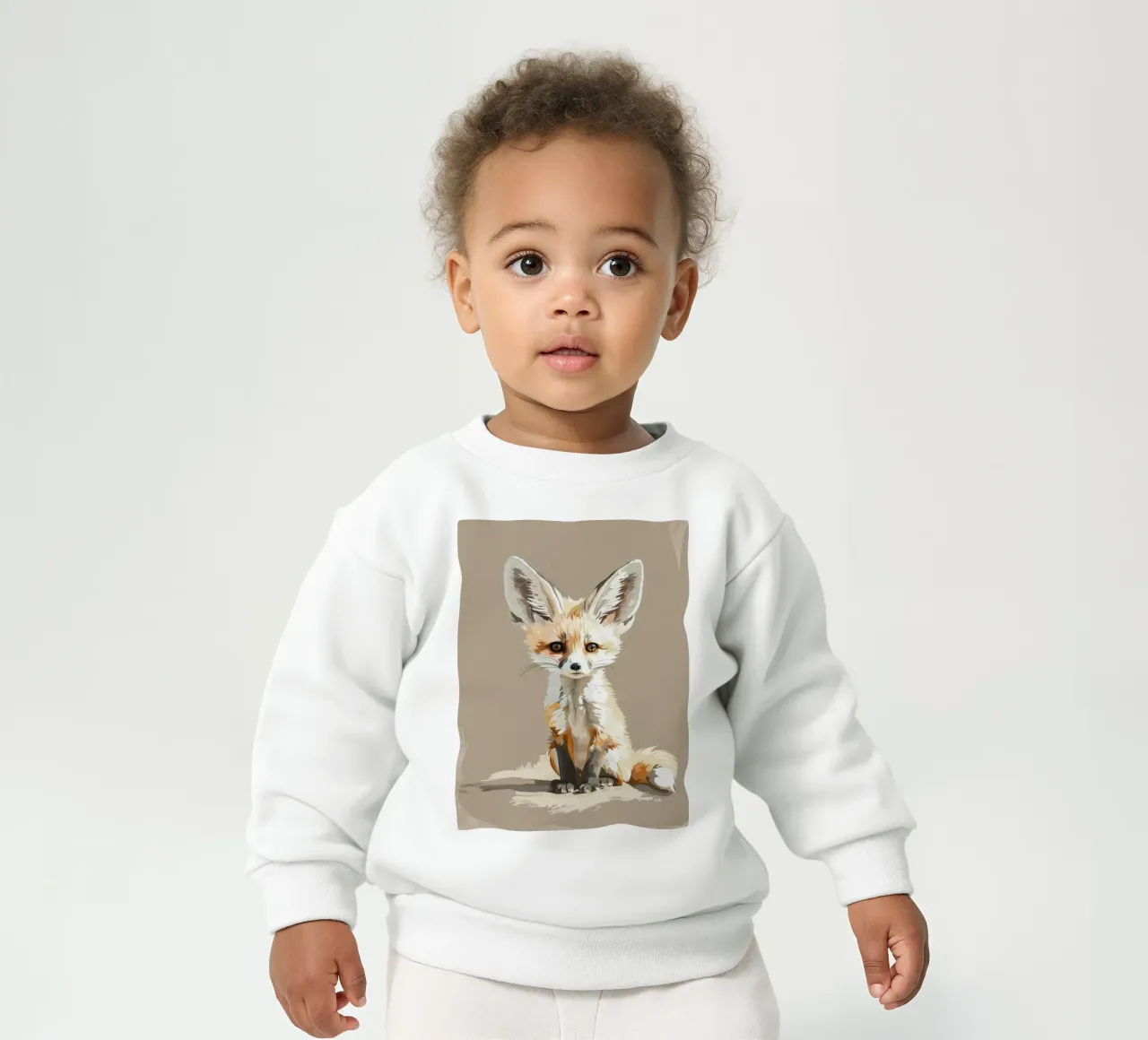 Joven zorro fennec con orejas de gran tamaño sentado pacientemente sudadera de bebé de DesignDoodle