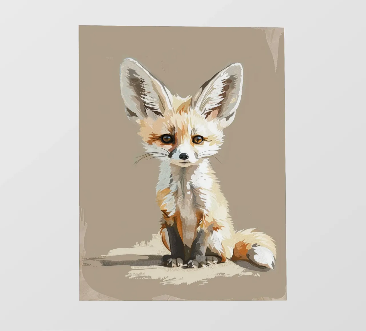 Jeune renard fennec aux oreilles surdimensionnées assis patiemment bâche pvc de DesignDoodle