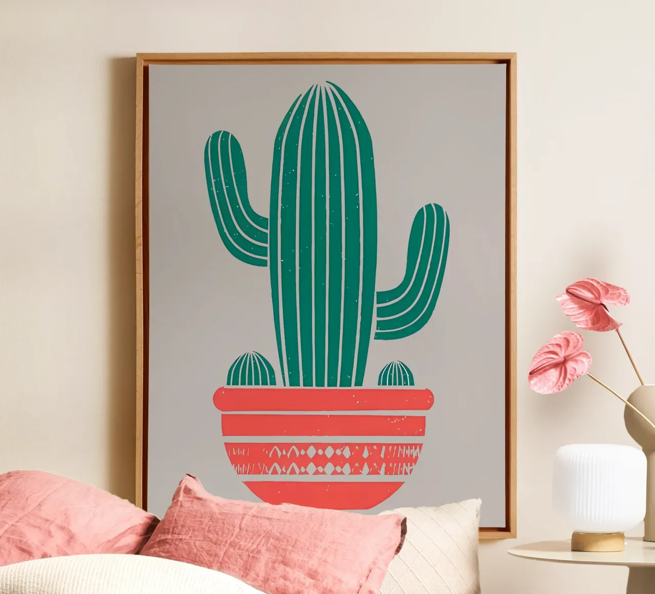 Cactus tela con Cornice a cassetta da Jose