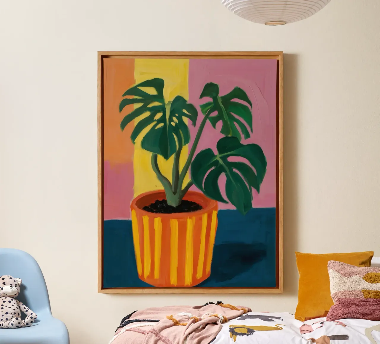 Pastel Monstera Mood canvas by Arcane Lines