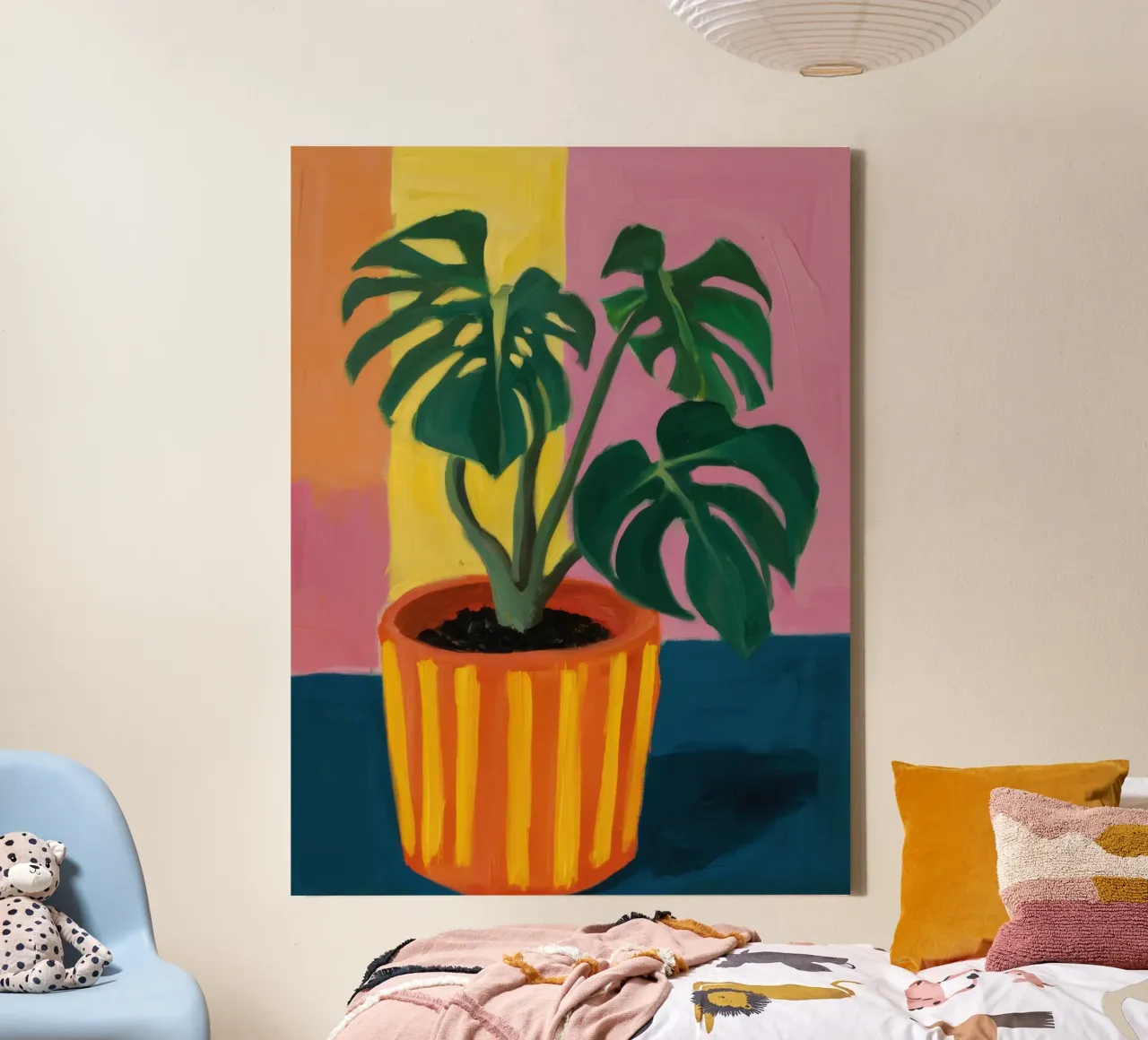 Pastel Monstera Mood canvas by Arcane Lines