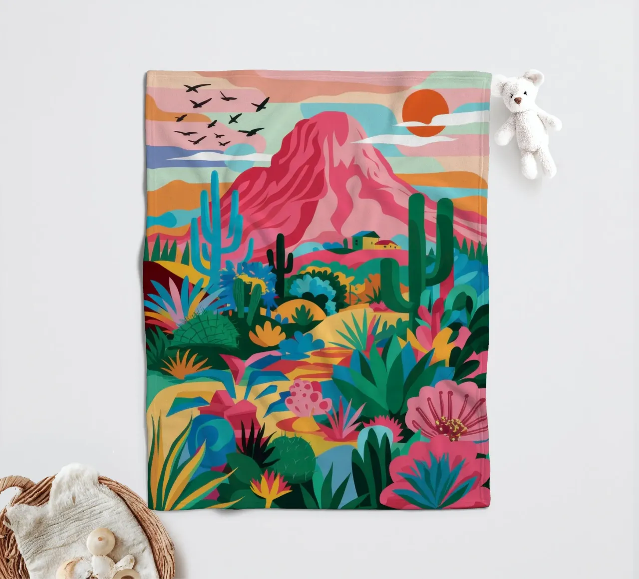 Canyon Bloom Vista fleece blanket by Monuments Fire