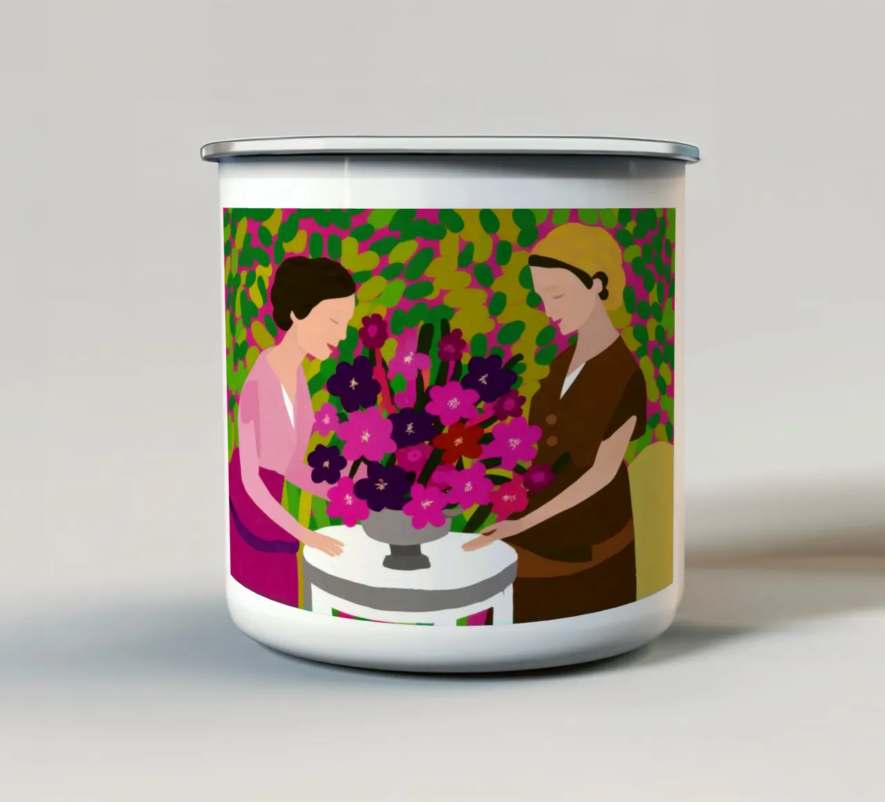 Creazione floreale collaborativa tazza in smalto da Hollow Years