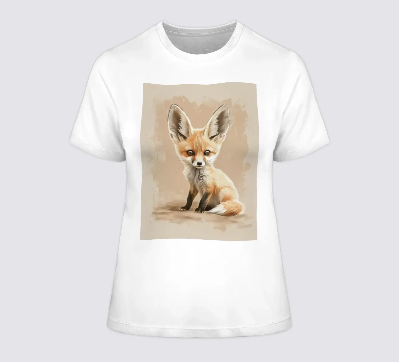 Volpe fennec artisticamente con grandi orecchie espressione concentrata t-shirt da donna da DesignDoodle
