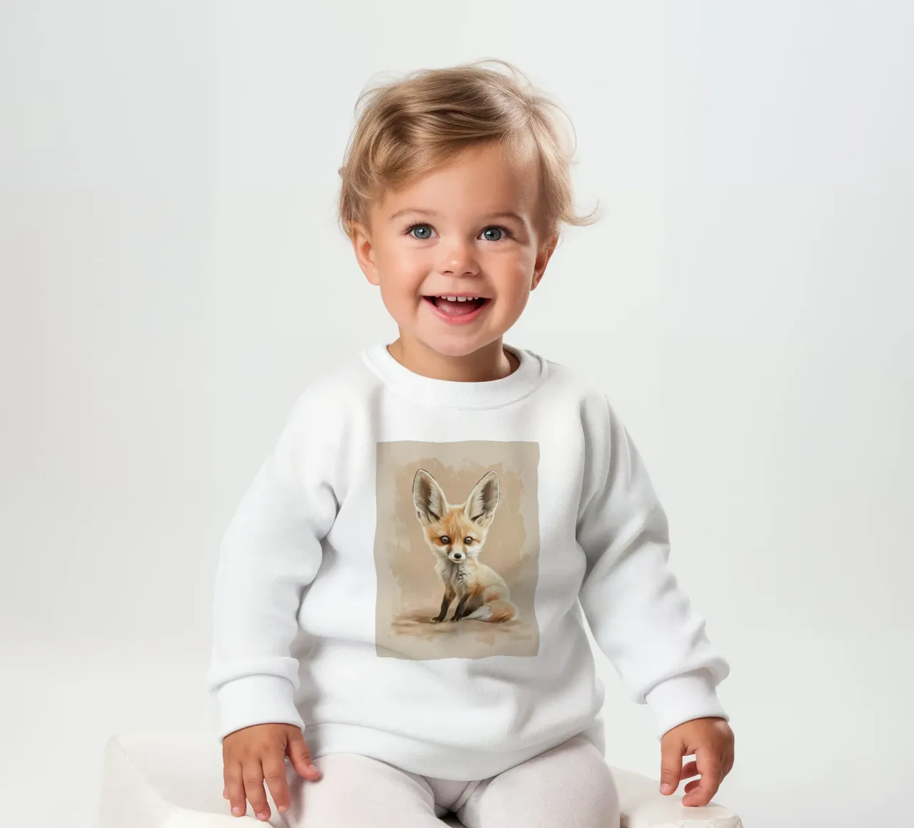 Volpe fennec artisticamente con grandi orecchie espressione concentrata felpa neonato da DesignDoodle