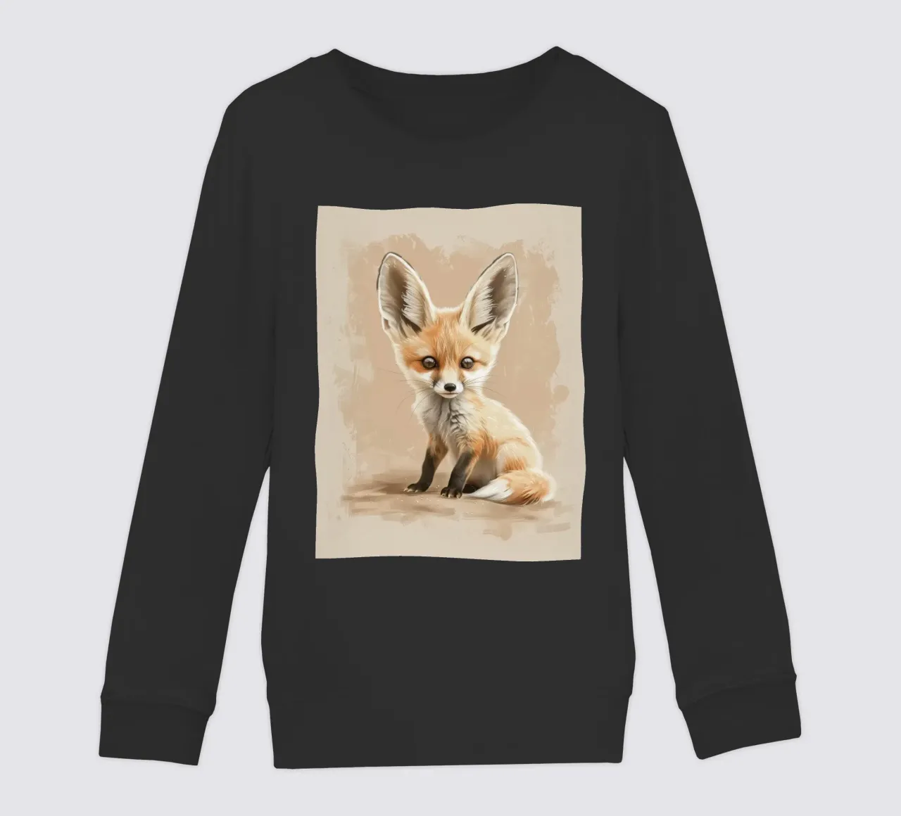 Volpe fennec artisticamente con grandi orecchie espressione concentrata felpa bambino da DesignDoodle
