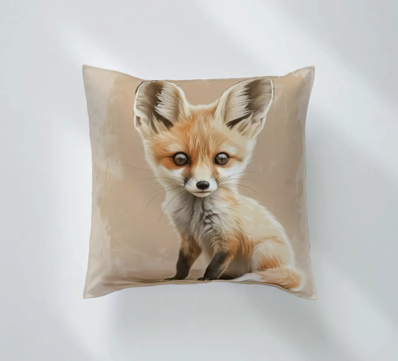 Volpe fennec artisticamente con grandi orecchie espressione concentrata cuscino da DesignDoodle