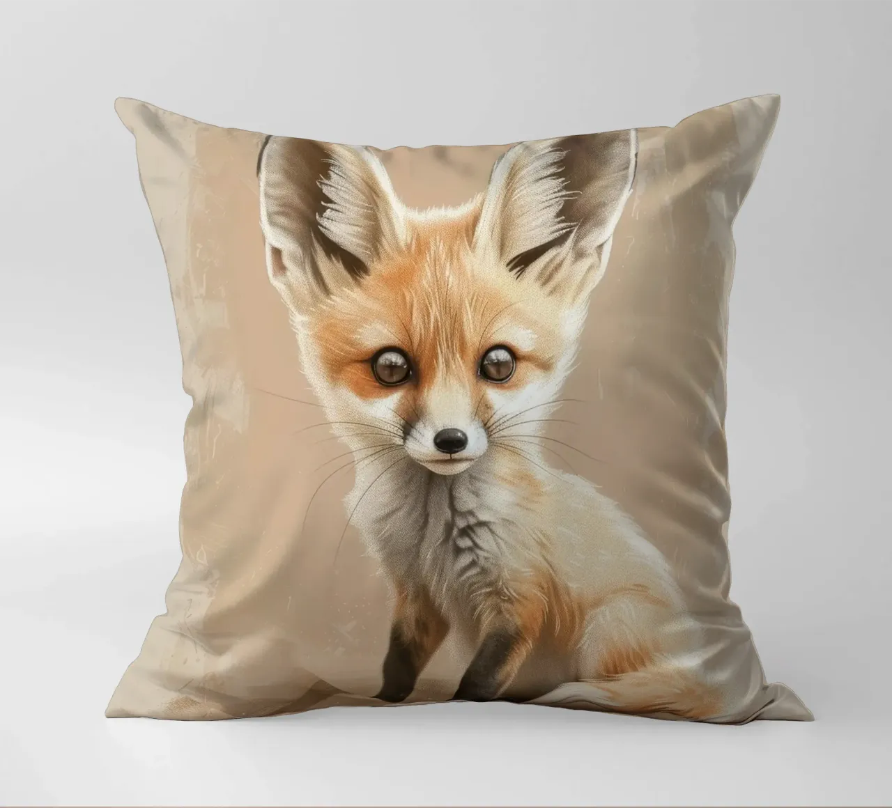 Volpe fennec artisticamente con grandi orecchie espressione concentrata cuscino da DesignDoodle