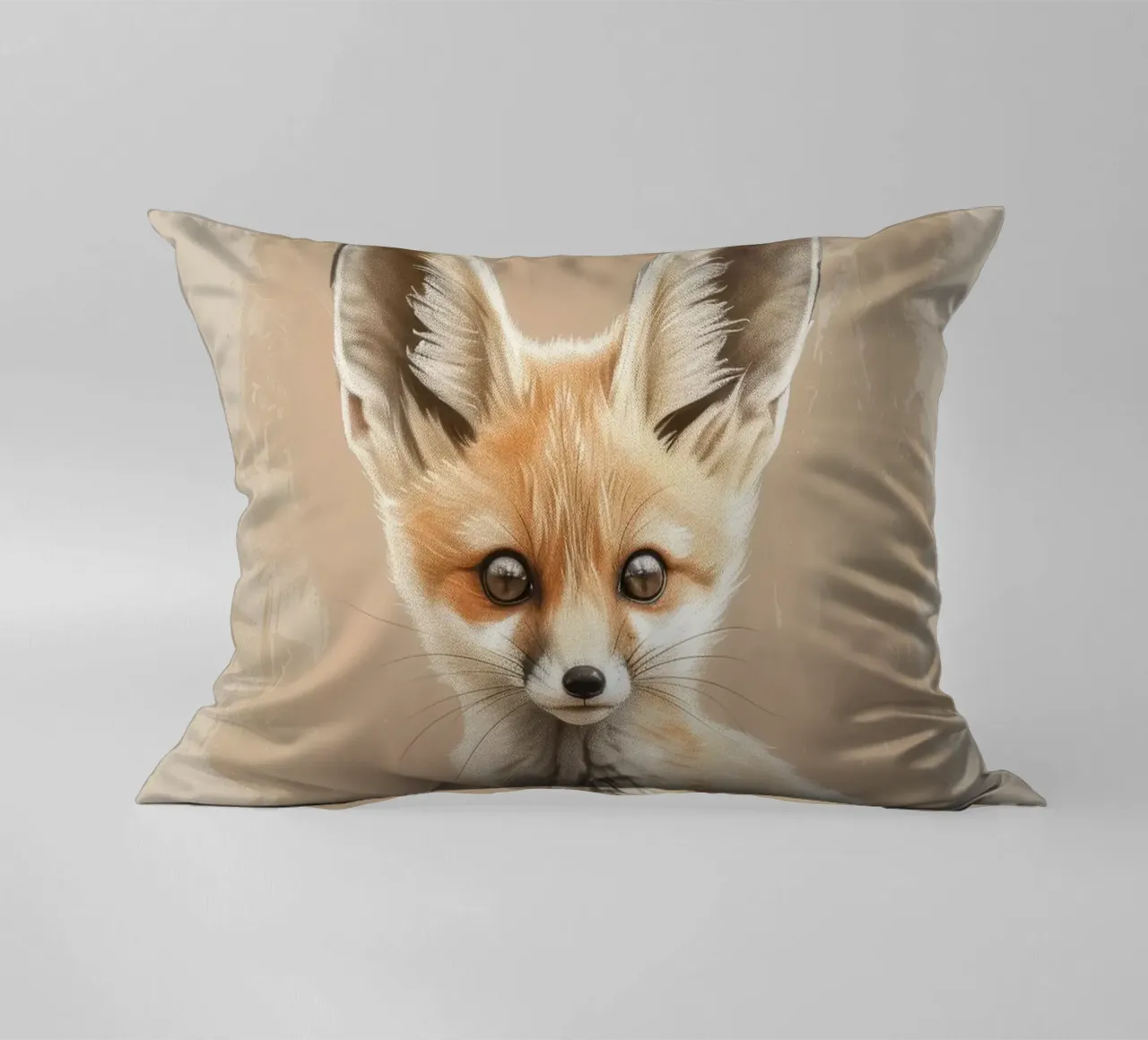 Volpe fennec artisticamente con grandi orecchie espressione concentrata cuscino da DesignDoodle