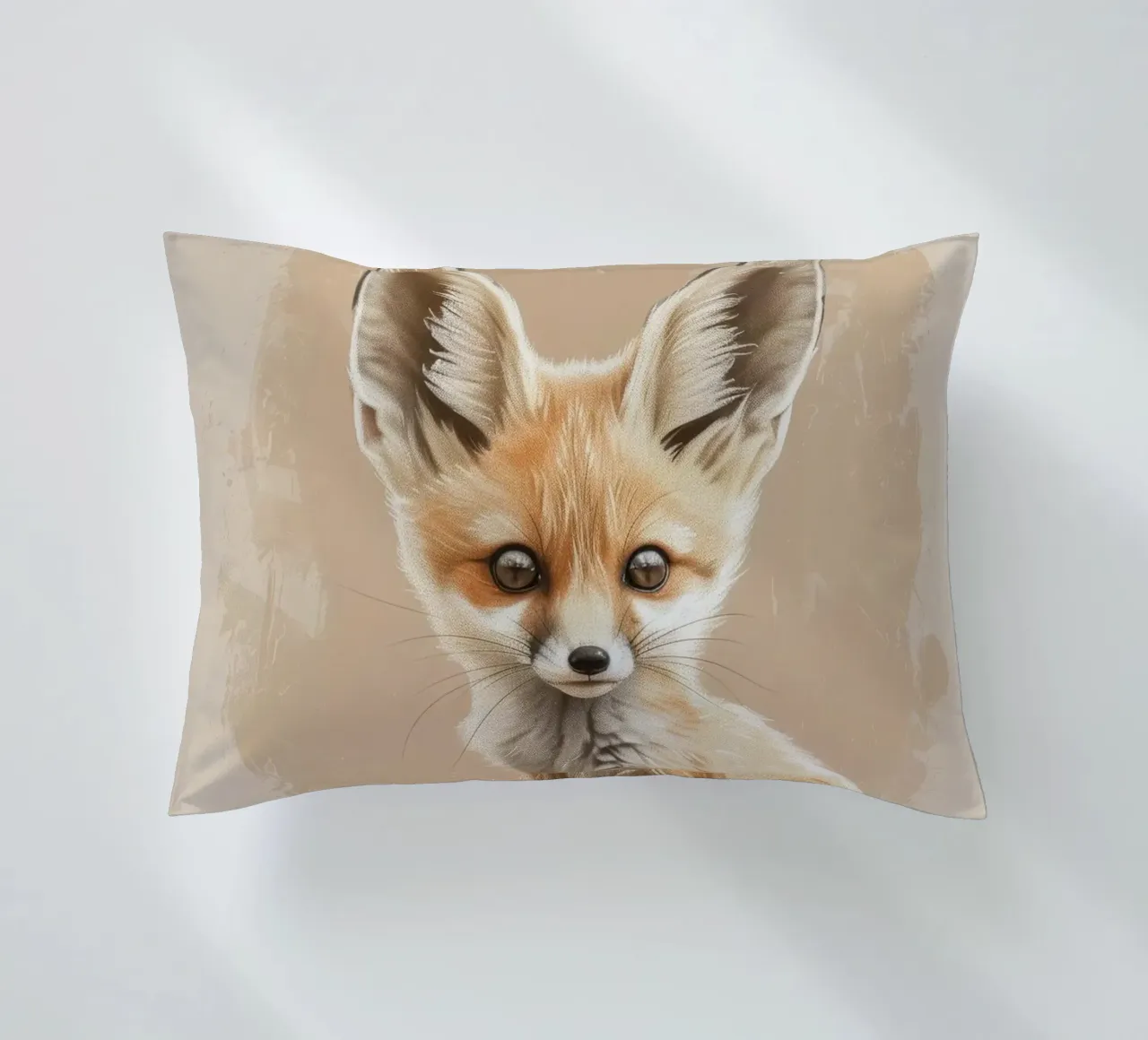 Volpe fennec artisticamente con grandi orecchie espressione concentrata cuscino da DesignDoodle