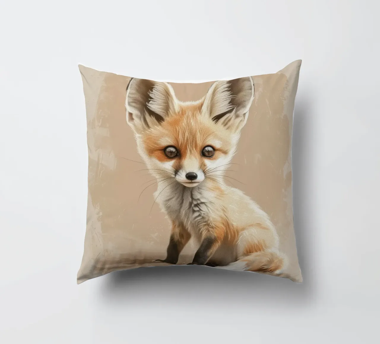 Volpe fennec artisticamente con grandi orecchie espressione concentrata cuscino da DesignDoodle