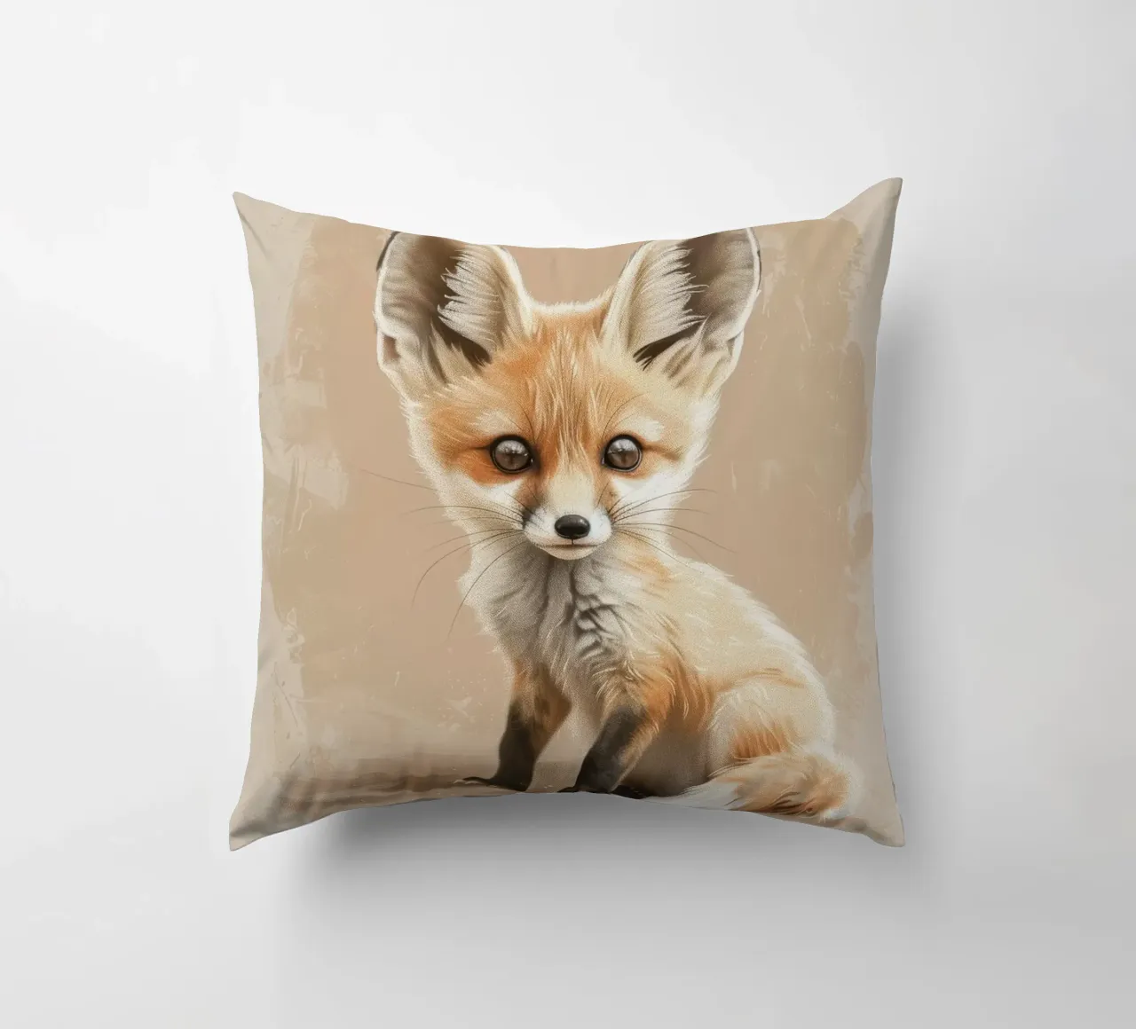 Volpe fennec artisticamente con grandi orecchie espressione concentrata cuscino da DesignDoodle