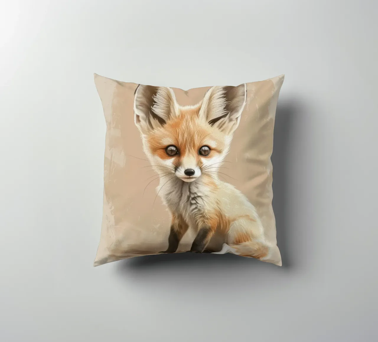 Volpe fennec artisticamente con grandi orecchie espressione concentrata cuscino da DesignDoodle