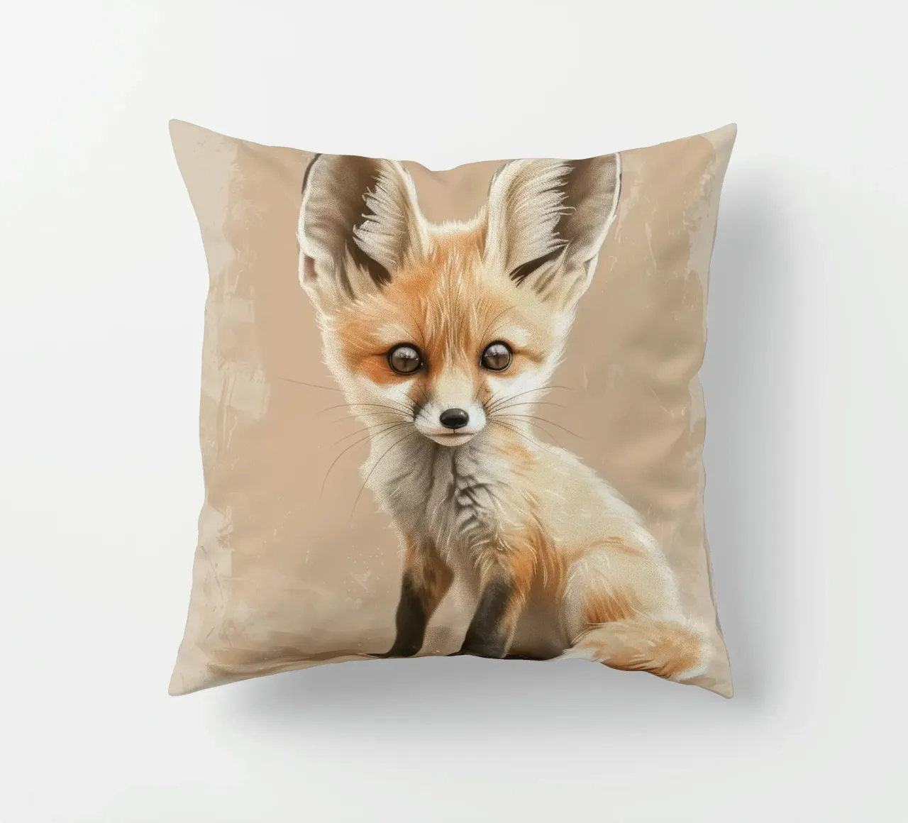 Volpe fennec artisticamente con grandi orecchie espressione concentrata cuscino da DesignDoodle