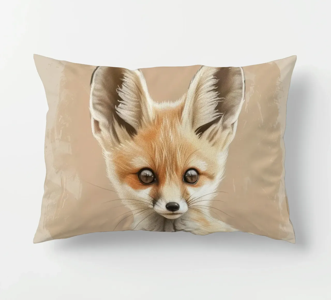Volpe fennec artisticamente con grandi orecchie espressione concentrata cuscino da DesignDoodle