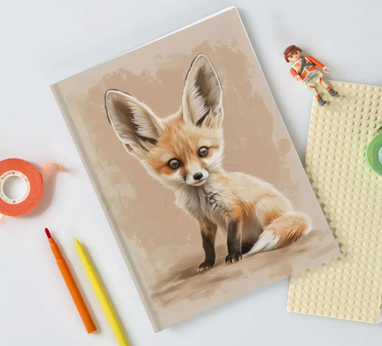 Artistically fennec fox with large ears focused expression notebook by DesignDoodle